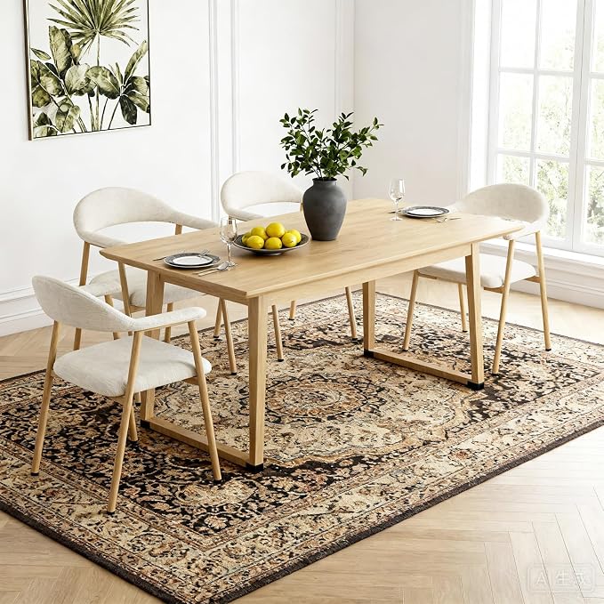 DUMOS Dining Chairs Set of 2, Linen Fabric Upholstered Kitchen Side Chairs - Image 7