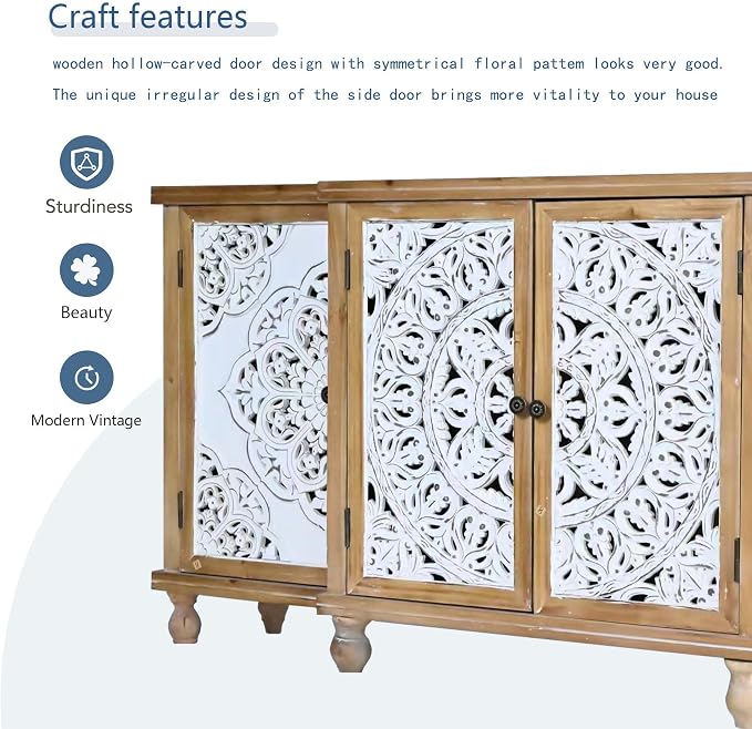 LKTART 63" Vintage Sideboard Buffet Storage Cabinets, French Country Sideboard - Image 5