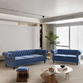 ORRD 2 Pieces Living Room Set, Velvet Couch Chesterfield Sofa Loveseat by ORRD