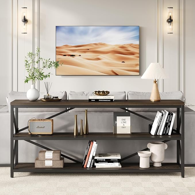 ONBRILL Industrial Console Sofa Table, 70.8 Inch Extra Long Entryway Table - Image 2