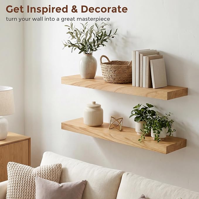 fuqing Natural Wood Floating Shelves | 24 Inch Floating Shelves - Image 6