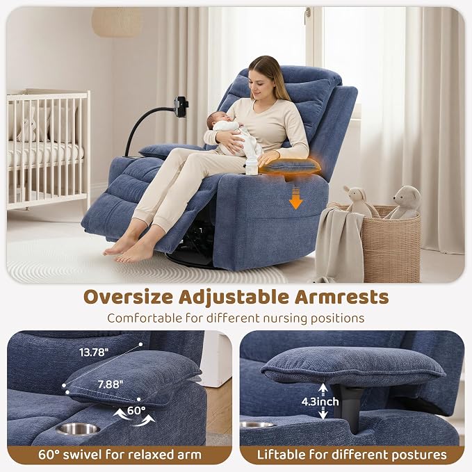 Olela Power Glider Recliner Nursery Chair, Swivel Rocking Chair - Image 6