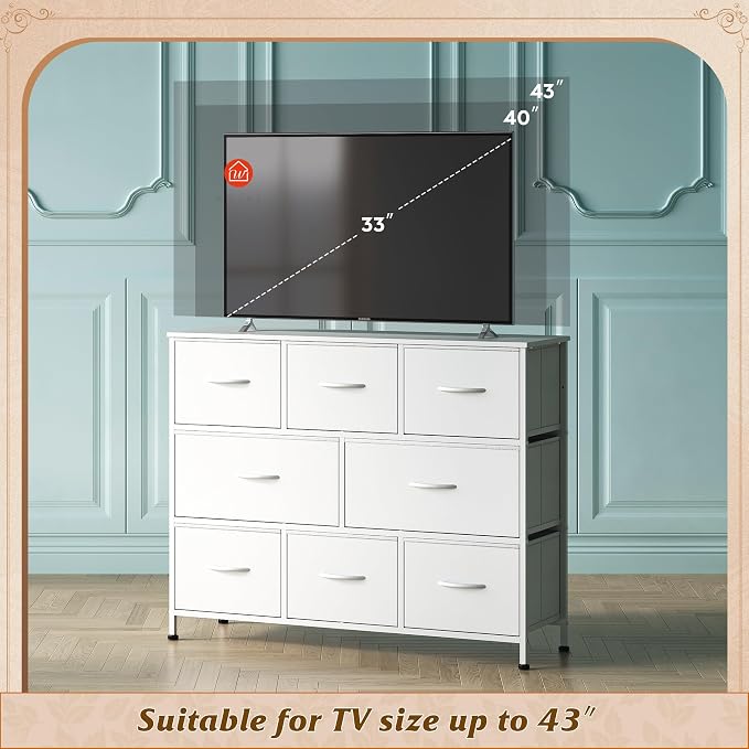WLIVE 8 Drawer Dresser for Bedroom, Fabric White Dresser - Image 6