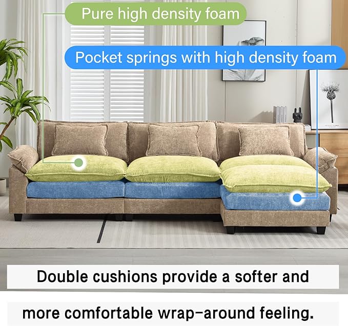Oprisen 120" Modular Sectional Sofa, Comfy Cloud Couch Sectional Sofa - Image 3