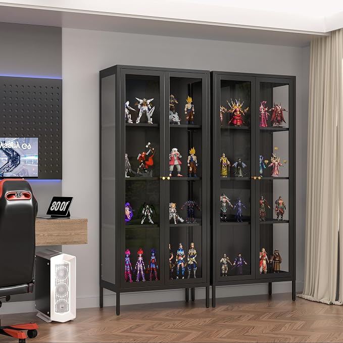Polup Display Cabinet with 3 Side Tempered Glass, Metal Storage Cabinet & - Image 8