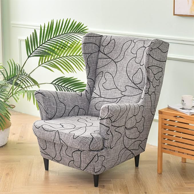 KRFOONN Wingback Chair Covers Slipcovers 2 Piece Stretch Wing Chair Covers - Image 2