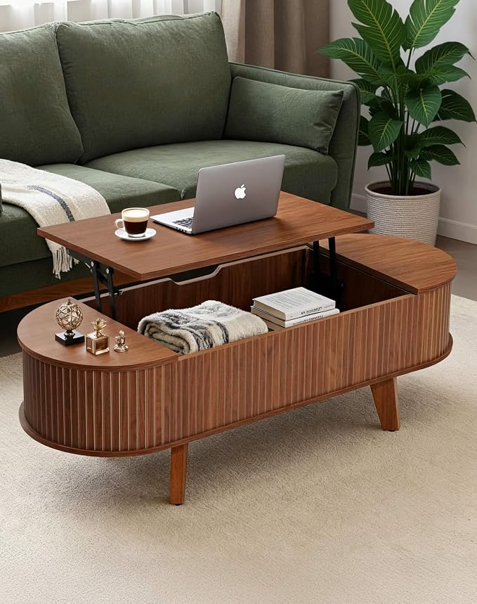 Fluted Oval Lift Top Coffee Table - Image 2
