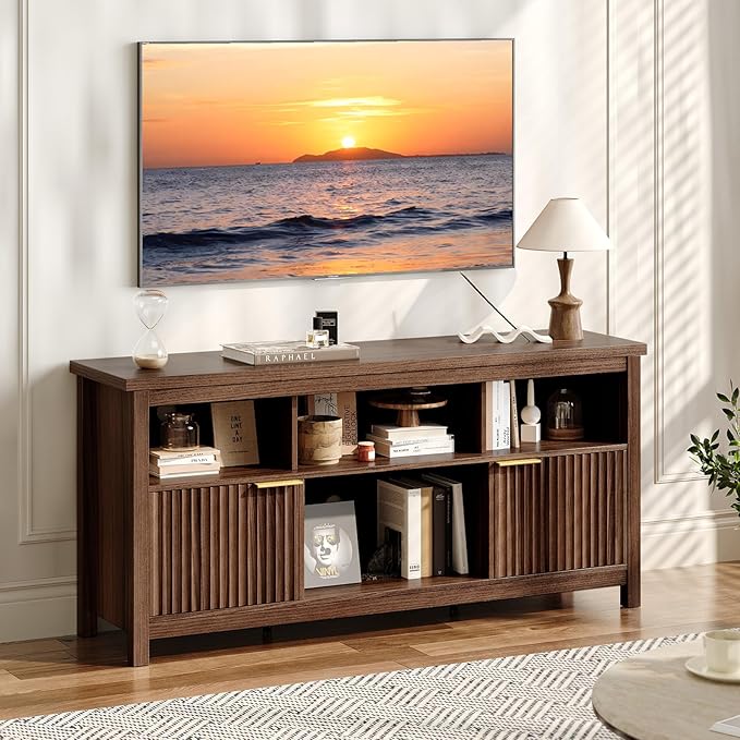 VINGLI 58" Fluted TV Stand for TVs up to 70", Modern TV Stand by VINGLI