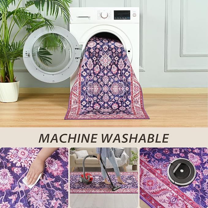 Washable Runner Rug, 2x6Ft Floral Runners - Image 3