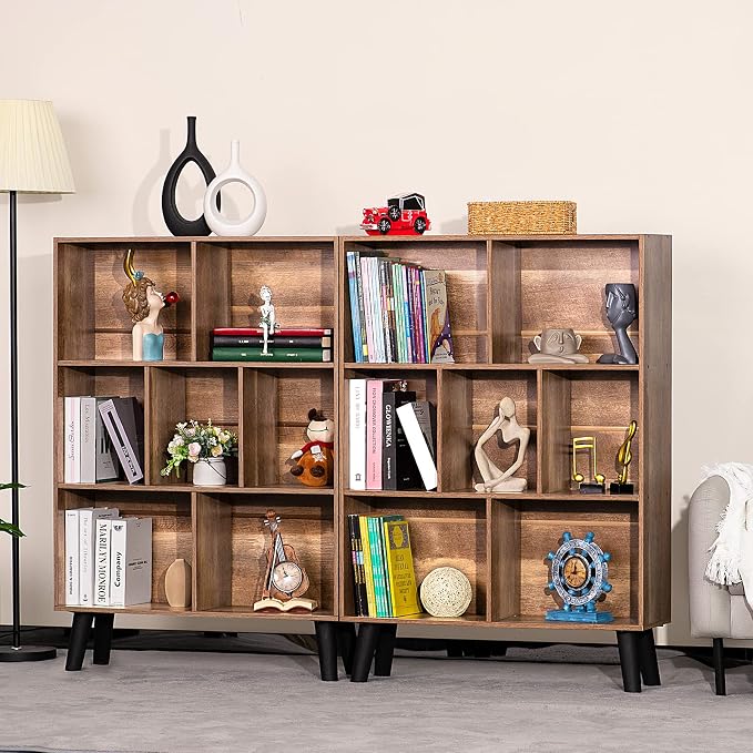 LEYAOYAO 7 Cube Bookshelf 3 Tier Modern Bookcase - Image 7