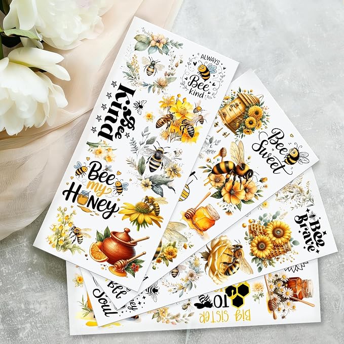 4 Sheets Rub on Transfers for Crafts, Bees Furniture Transfers for Wood - Image 5