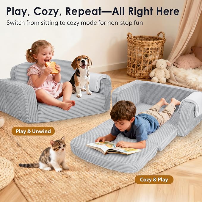 Foryoomi Extra Wide 2 in 1 Convertible Toddler Kids Couch - Image 6