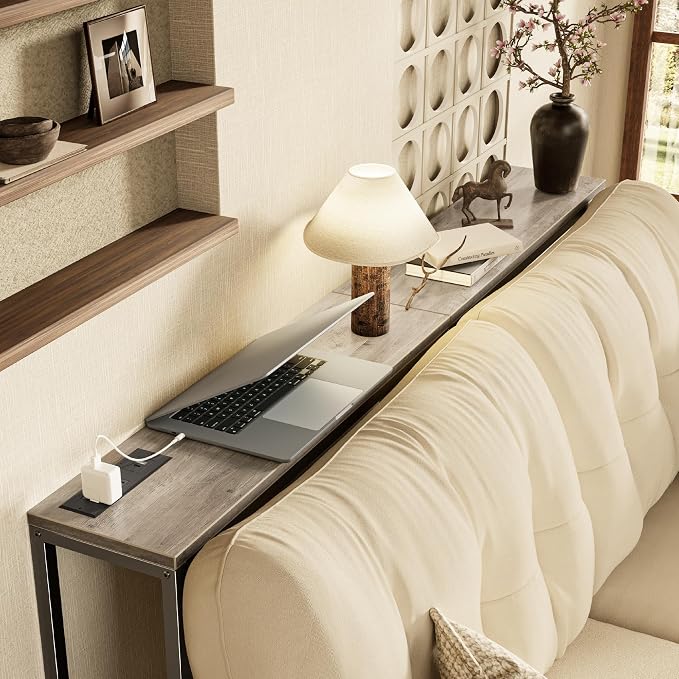SUPERJARE Console Table with Outlet, 63 Inch Sofa Table with Charging Station - Image 2