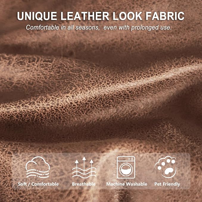 ANARACHON Leather Look Recliner Couch Cover, 8-Pieces Stretch Recliner Sofa - Image 5