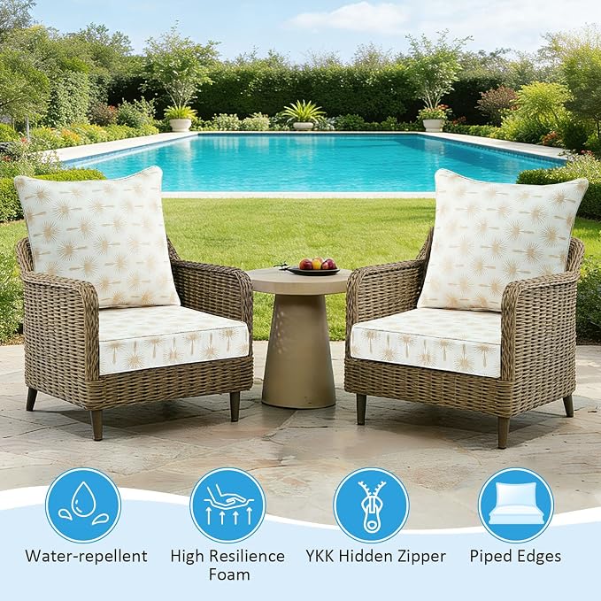 Outdoor Deep Seat & Back Cushion Set, 24 x 24 Inch Water Repellent and Fade - Image 3