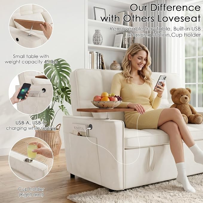 54'' Sleeper Sofa Bed, Convertible Pull Out Couch Futon - Image 4
