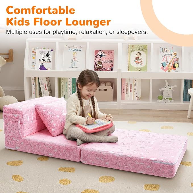 MeMoreCool Glow Pink Unicorn Tri-fold Sofa Bed - Image 3