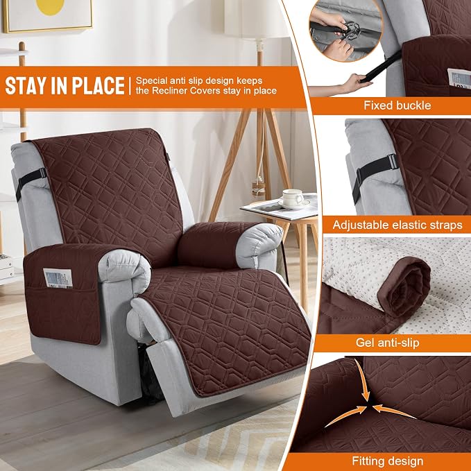 VANSOFY 100% Waterproof Recliner Chair Covers, Recliner Cover Non-Slip Dog - Image 3