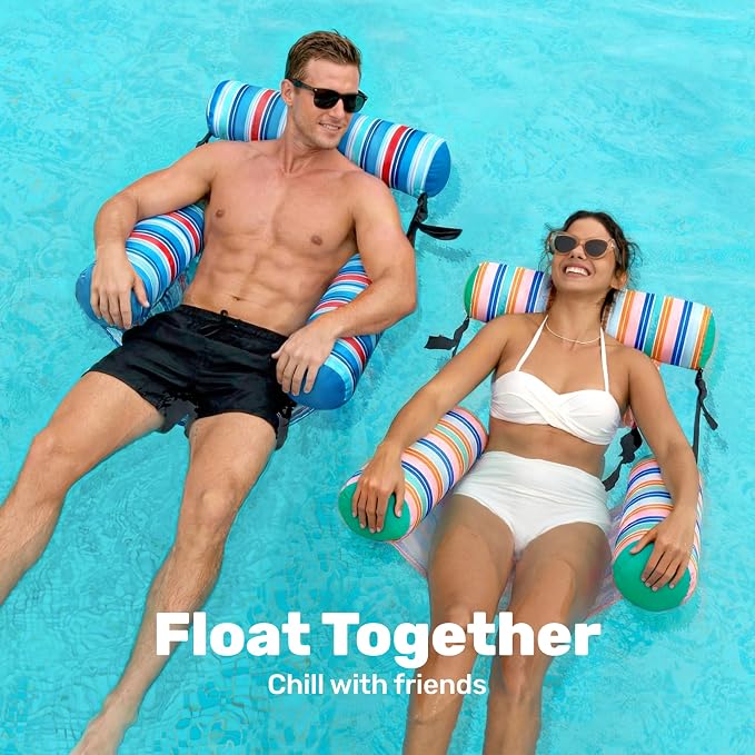 SLOOSH Inflatable Pool Floats Adult, 2 Packs Floating Lounge Chairs, Blow up - Image 2