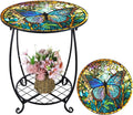 Cinnvoice Outdoor Side Table Round Small Mosaic Patio Accent Indoor End Plant by Cinnvoice