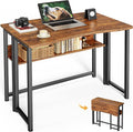 Huuger Folding Desk with Storage Shelf, 31.5 Inch Foldable Computer Table by Huuger