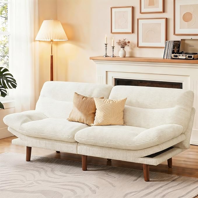 Marsail 66" Futon Sofa Bed, Convertible Corduroy Futon Couch by Marsail