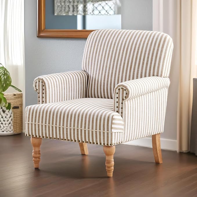 HUIMO Linen Fabric Accent Chair, Mid-Century Modern Armchair by HUIMO
