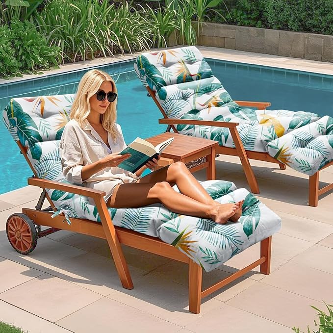 2 Pack Outdoor Chaise Lounge Chair Cushion 75.1 x 22.8 x 4.7 Inches 100% - Image 2