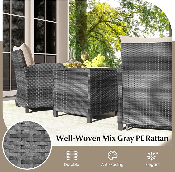 Tangkula 5 Pieces Patio Conversation Set, PE Wicker Rattan Outdoor Furniture Set - Image 7