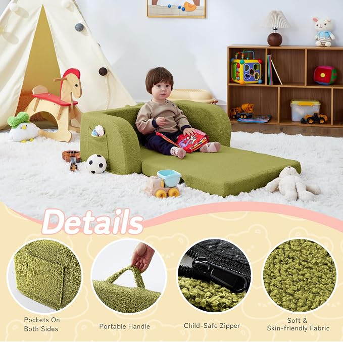 Toddler Couch, 2-in-1 Toddler Chairs Comfy 1-3 Years Old, Toddler Chair - Image 4