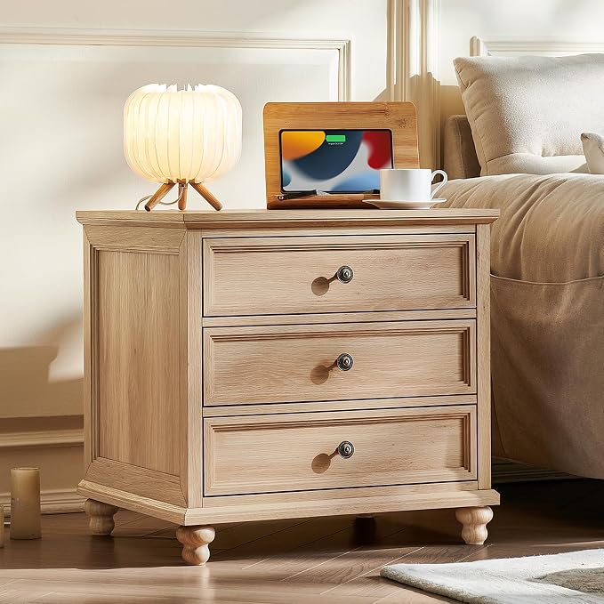 Joaxswe 24" Wide Farmhouse Night Stand Set of 2, Large End Table - Image 6