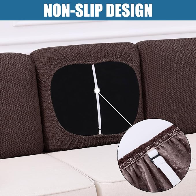 Smiry Waterproof Couch Cushion Covers, Stretch Jacquard Thick Sofa Cushion - Image 3