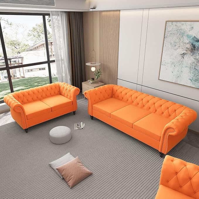 Living Room Chair, Modern Velvet Chesterfield Sofa Chair, Mid Century Single - Image 4