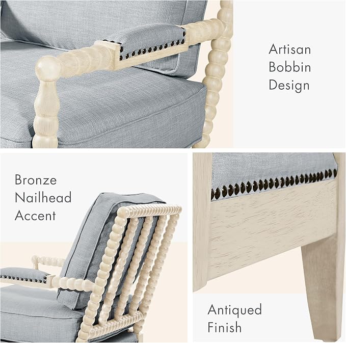 Madison Park Accent Chairs for Living Room Farmhouse Modern Armchair, Solid Wood - Image 5