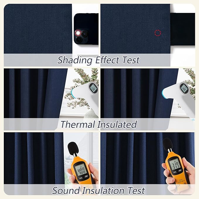Guken Navy Blue 100% Blackout Curtains 96 Inch Length 2 Panels Set - Image 5