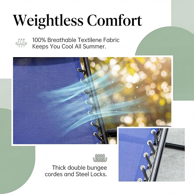 Devoko Padded Zero Gravity Chair, Foldable Anti Gravity Recliner - Image 4