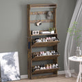 BORNOON Shoe Cabinet with 3 Flip Drawers & Coat Rack, Narrow Hidden Shoe by BORNOON