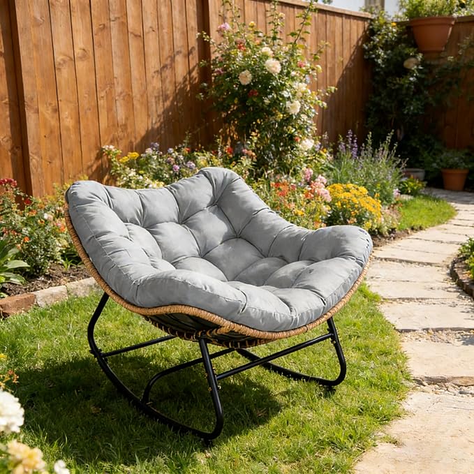 SUNCROWN Oversized Wicker Rocking Chair Indoor Outdoor, 450 LBS Heavy Duty - Image 4