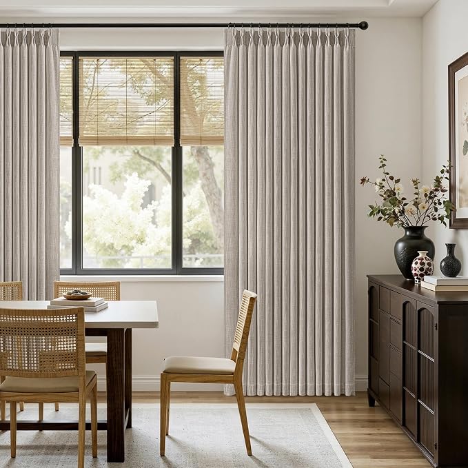 MIULEE Pinch Pleated Thick Linen Curtains 108 Inches Length 2 Panels - Image 5