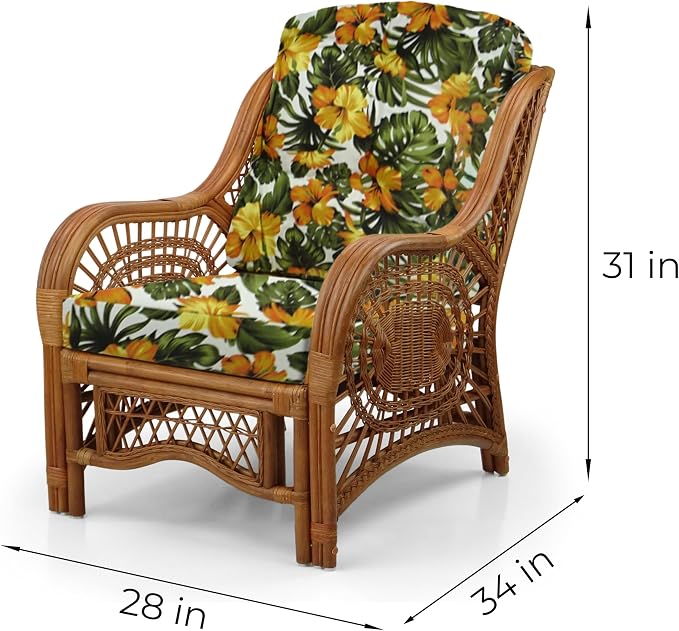Malibu Lounge Living Accent Armchair Natural Rattan Wicker Handmade Design - Image 2
