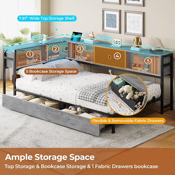 DICTAC Corner Bed Frame Twin XL - Image 5