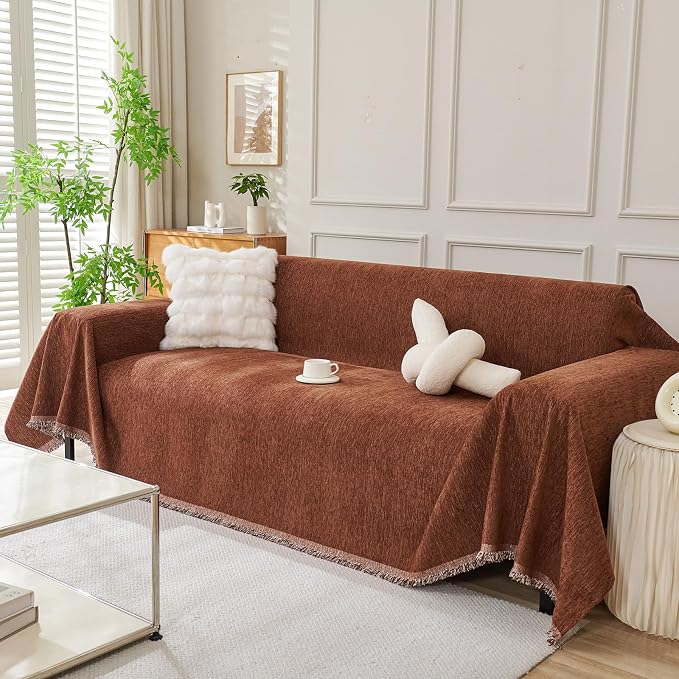 DREAMINGO Sofa Covers for 3 Cushion Couch Chenille Couch Cover Blanket by DREAMINGO