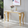 Henf 47" Marble Console Table Entryway Table Modern White Faux Marble Accent by Henf