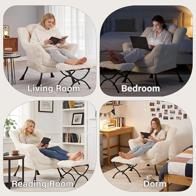 MBOOYOME Lazy Chair with Ottoman, Modern Accent Lounge Armchair with Side - Image 7