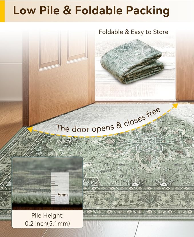 RELEANY Area Rugs 2'x5' Runner Rug Non Slip Washable - Image 4