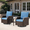 HOMREST 3 Piece Outdoor Swivel Chair Set, Wicker Patio Bistro Set by HOMREST