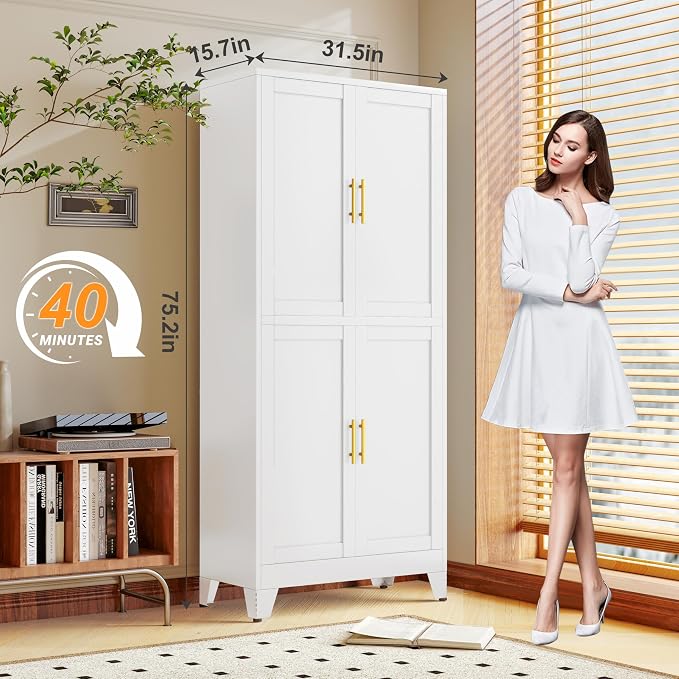GAIOUS 75.2" Tall Metal Pantry Cabinet, Kitchen Pantry Storage Cabinets - Image 7