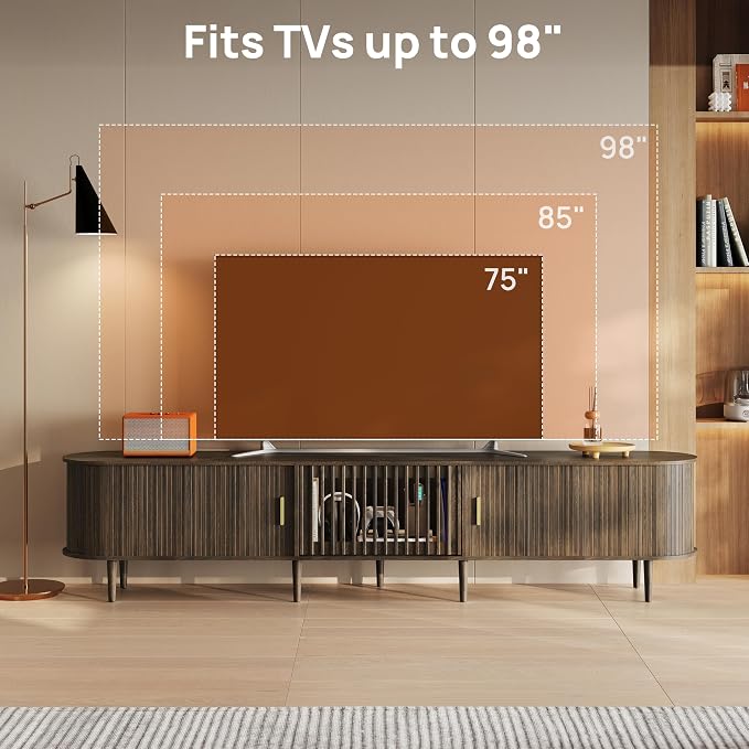 94.5" Fluted Mid Century Modern TV Stand - Image 3