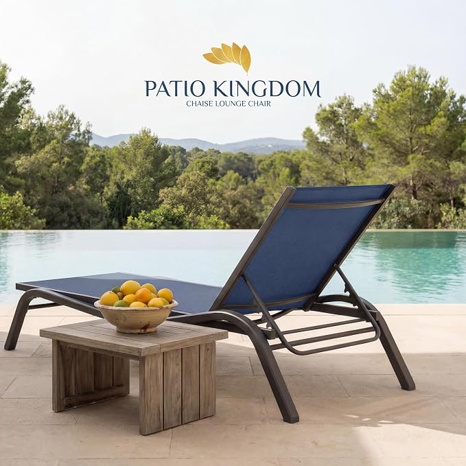 Patio Chaise Lounge Chairs Set of 6, All-Weather Aluminum Pool Loungers - Image 9