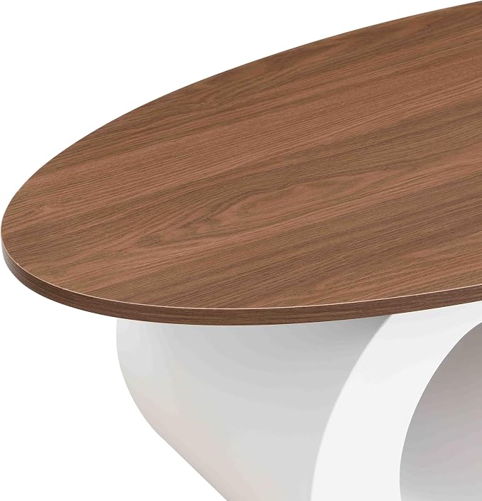 Modern Oval Coffee Table Set of 2, Wood Nesting Coffee Tables - Image 6